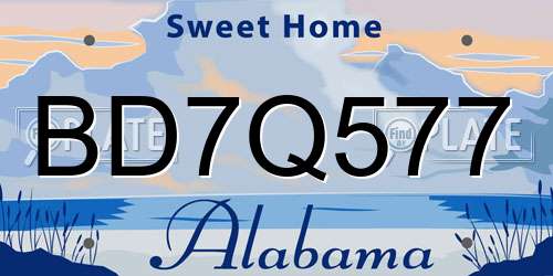 BD7Q577 Alabama License Plate