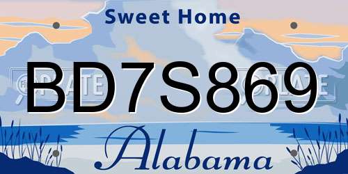 BD7S869 Alabama License Plate