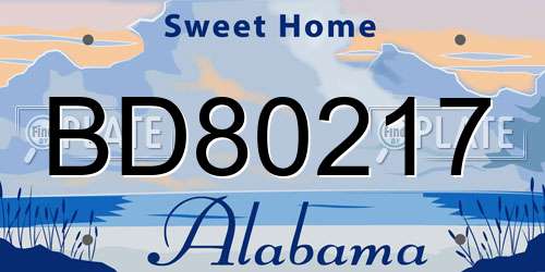 BD80217 Alabama License Plate