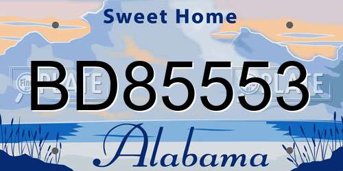 BD85553 Alabama License Plate