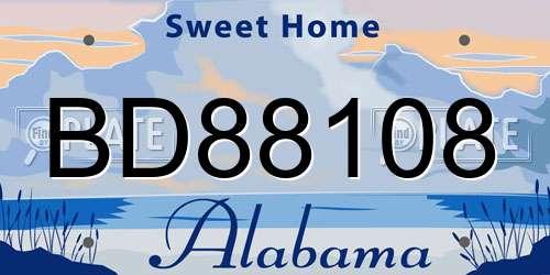 BD88108 Alabama License Plate