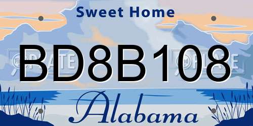 BD8B108 Alabama License Plate