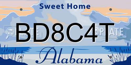 BD8C4T Alabama License Plate