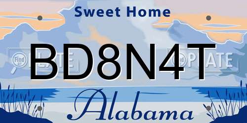 BD8N4T Alabama License Plate