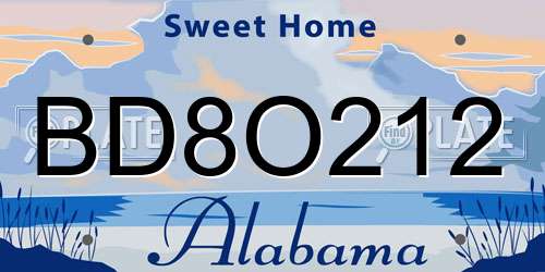 BD8O212 Alabama License Plate