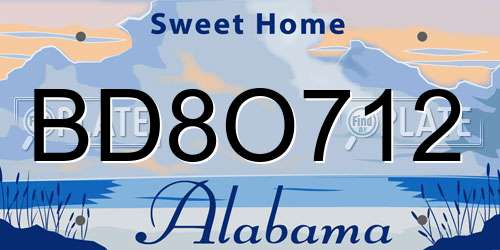 BD8O712 Alabama License Plate