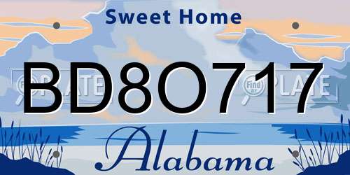 BD8O717 Alabama License Plate