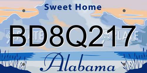 BD8Q217 Alabama License Plate