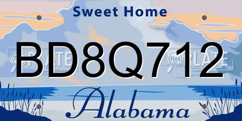 BD8Q712 Alabama License Plate
