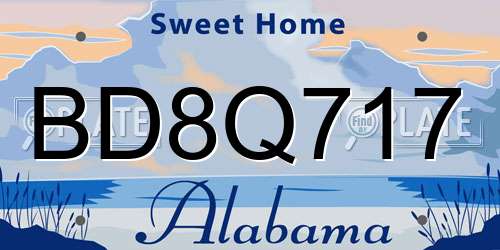 BD8Q717 Alabama License Plate