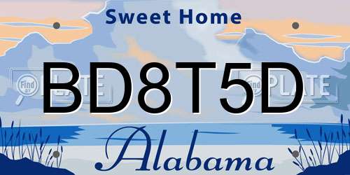BD8T5D Alabama License Plate