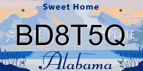 BD8T5Q Alabama License Plate