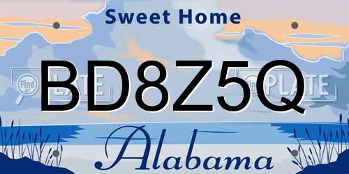 BD8Z5Q Alabama License Plate