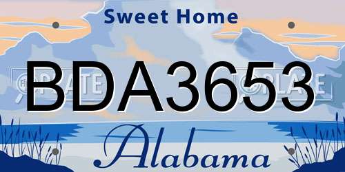 BDA3653 Alabama License Plate