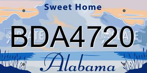 BDA4720 Alabama License Plate