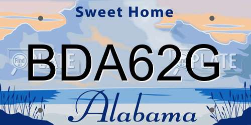 BDA62G Alabama License Plate
