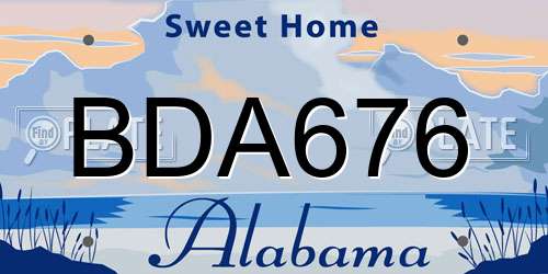 BDA676 Alabama License Plate