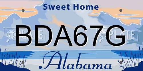 BDA67G Alabama License Plate