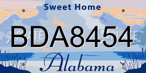 BDA8454 Alabama License Plate