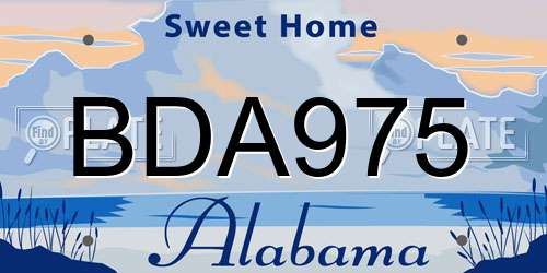 BDA975 Alabama License Plate