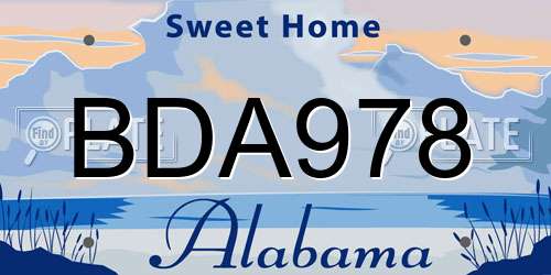 BDA978 Alabama License Plate