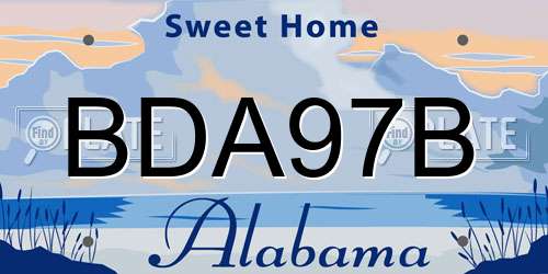 BDA97B Alabama License Plate