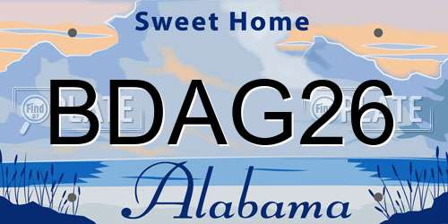 BDAG26 Alabama License Plate