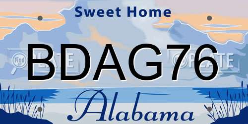 BDAG76 Alabama License Plate