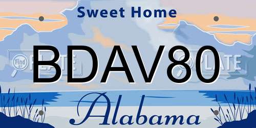 BDAV80 Alabama License Plate
