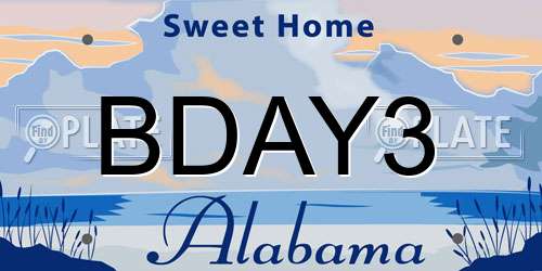 BDAY3 Alabama License Plate