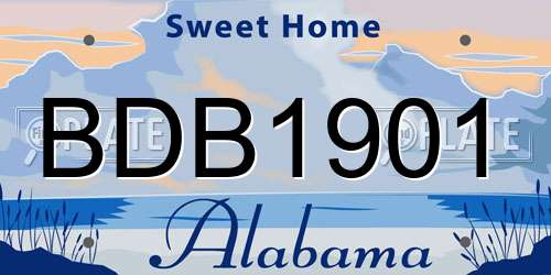 BDB1901 Alabama License Plate