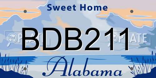 BDB211 Alabama License Plate