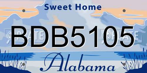 BDB5105 Alabama License Plate