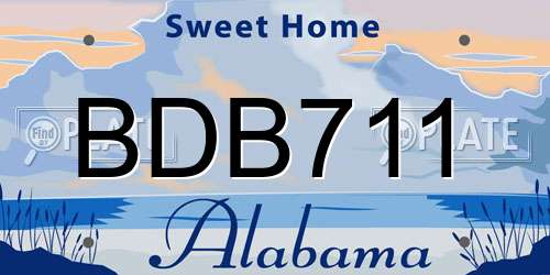 BDB711 Alabama License Plate