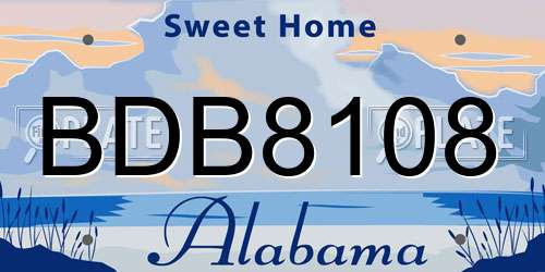 BDB8108 Alabama License Plate
