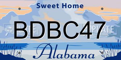BDBC47 Alabama License Plate