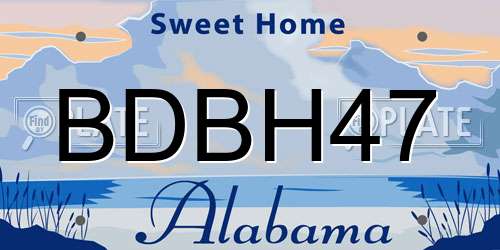 BDBH47 Alabama License Plate