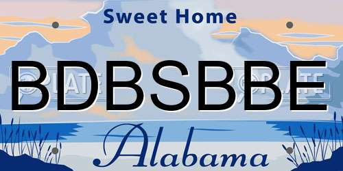 BDBSBBE Alabama License Plate