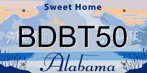 BDBT50 Alabama License Plate