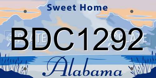 BDC1292 Alabama License Plate