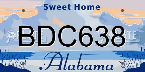 BDC638 Alabama License Plate