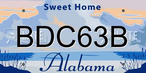 BDC63B Alabama License Plate