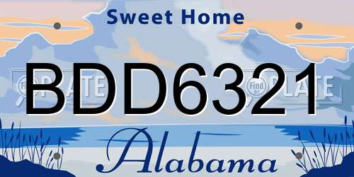 BDD6321 Alabama License Plate