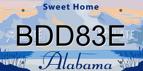 BDD83E Alabama License Plate