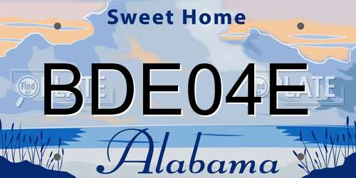 BDE04E Alabama License Plate