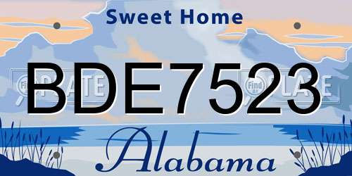 BDE7523 Alabama License Plate