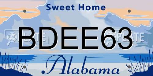 BDEE63 Alabama License Plate
