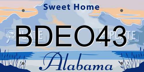 BDEO43 Alabama License Plate