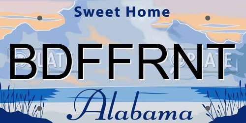 BDFFRNT Alabama License Plate