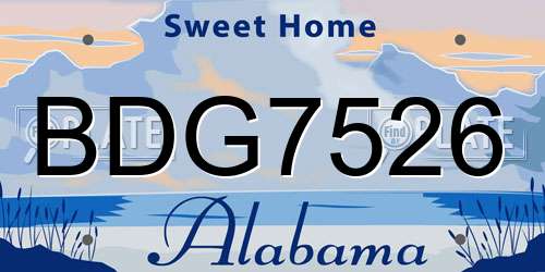 BDG7526 Alabama License Plate